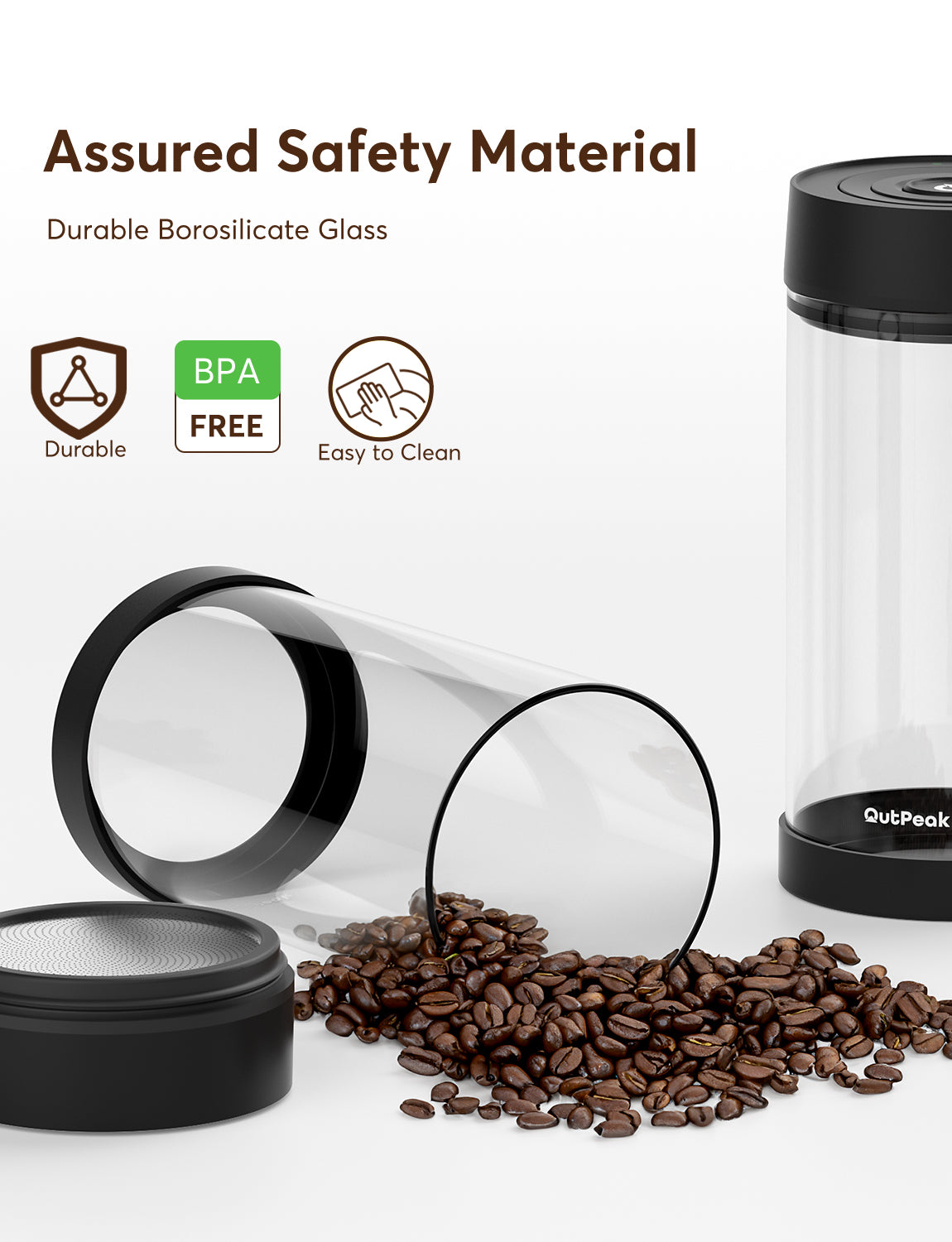 Outpeak Smart Electric Vacuum Coffee Canister - High Silica Glass